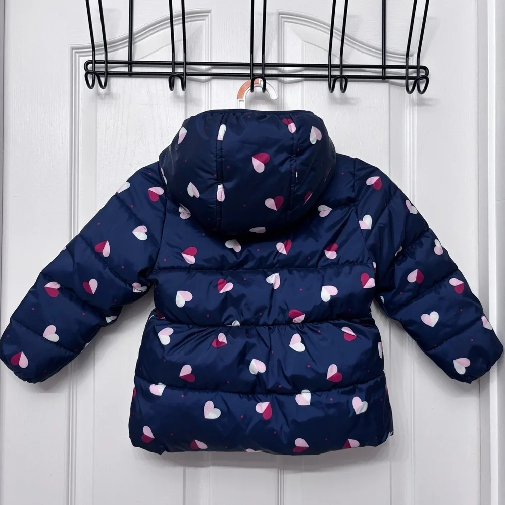 Navy Heart Print Puffer Jacket | Wonder Nation 4T